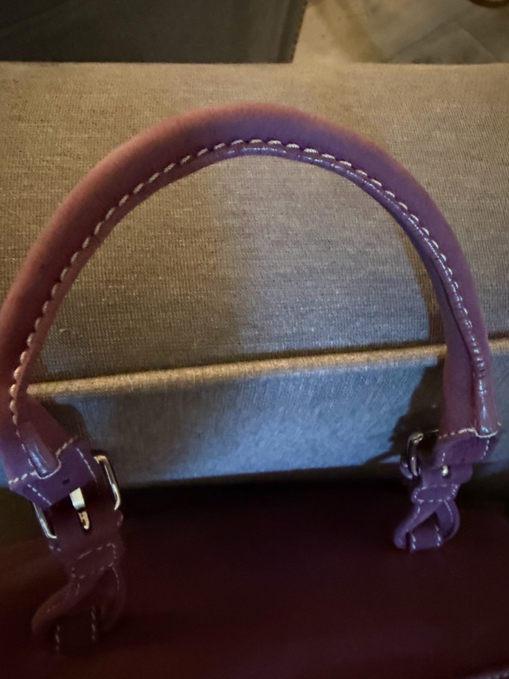 Celine Suede Satchel Handbag in Plum - Picture 10 of 14